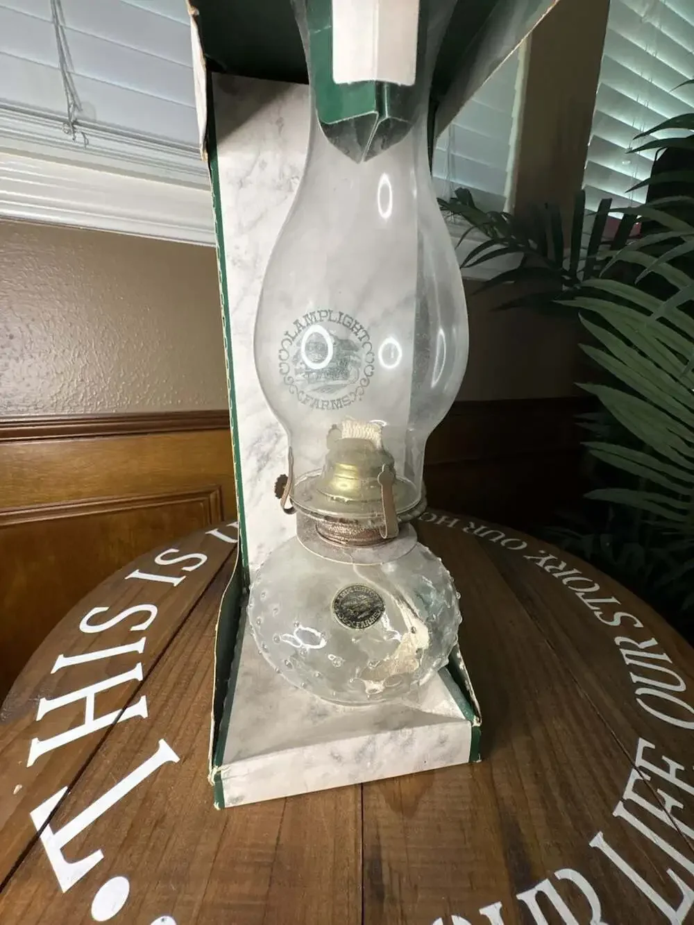 Lamplight Farms Vintage Hobnail Glass Hurricane Oil Lamp
